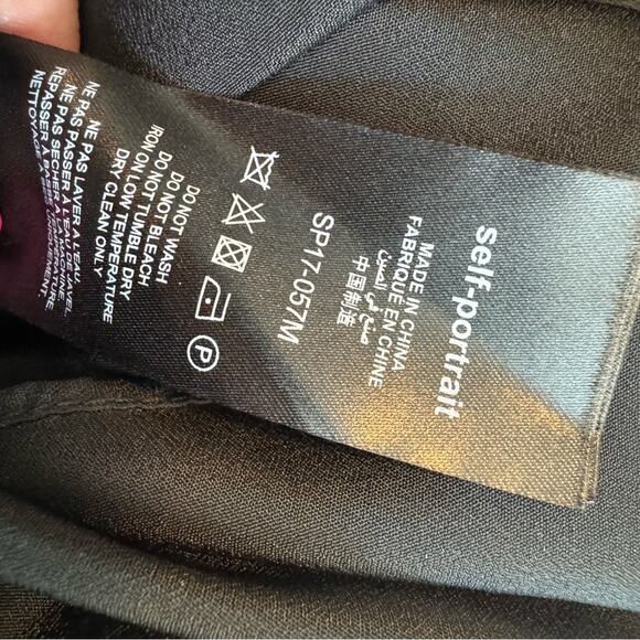 Self-Portrait Size 4 Navy Blue Black Asymmetrical Ruffle Midi Dress $580 - Picture 4 of 6